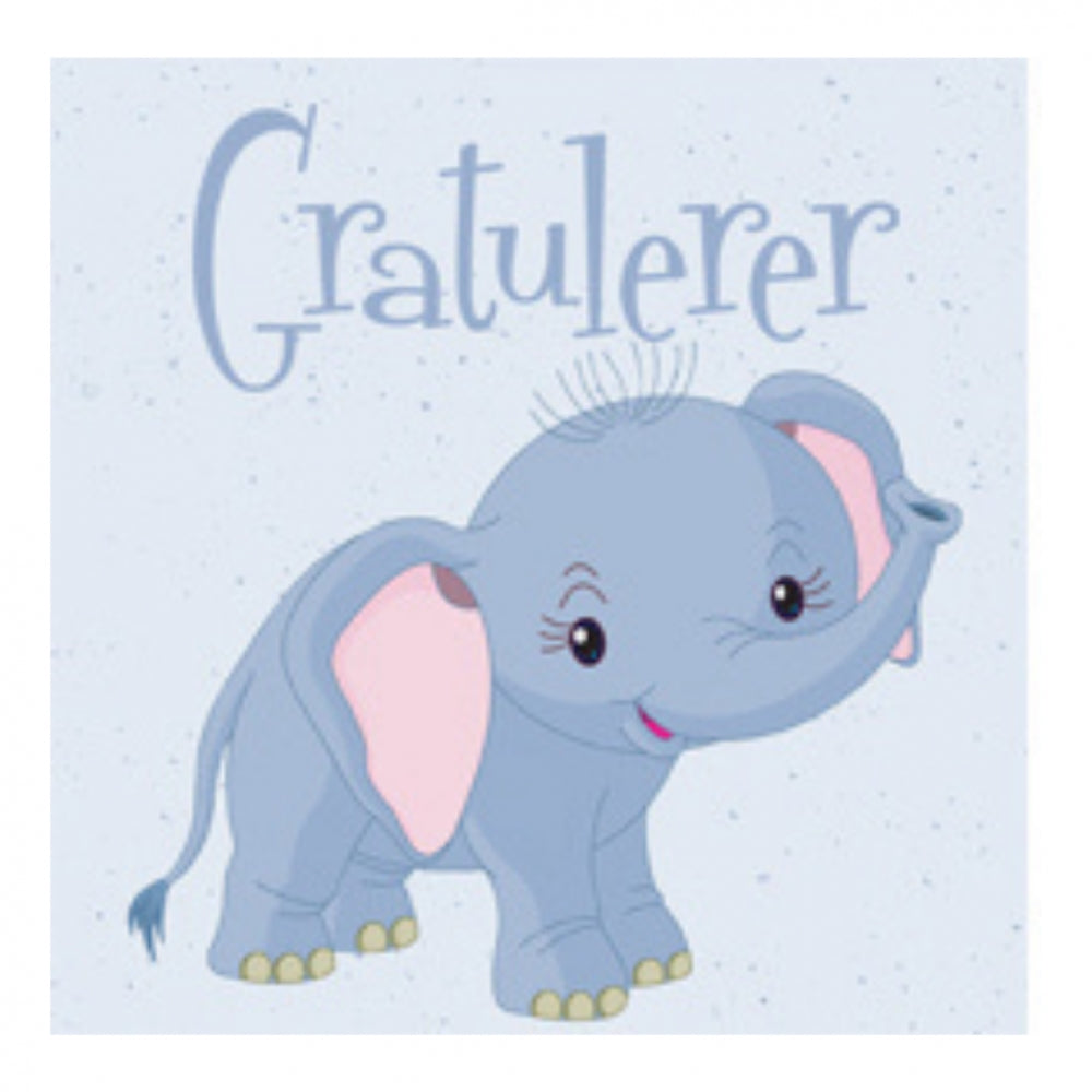 Kort Elefant Blå Gratulerer