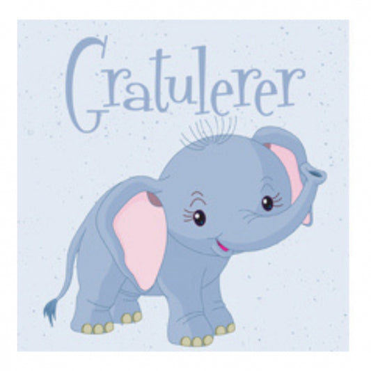 Kort Elefant Blå Gratulerer